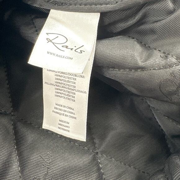 Rails Kiko Black Quilted Velvet Jacket Size M - Picture 9 of 13